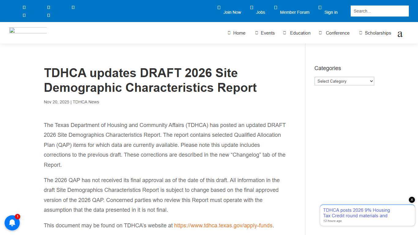 TDHCA updates DRAFT 2026 Site Demographic Characteristics Report - TDHCA News - TAAHP - Texas Affiliation of Affordable Housing Providers %