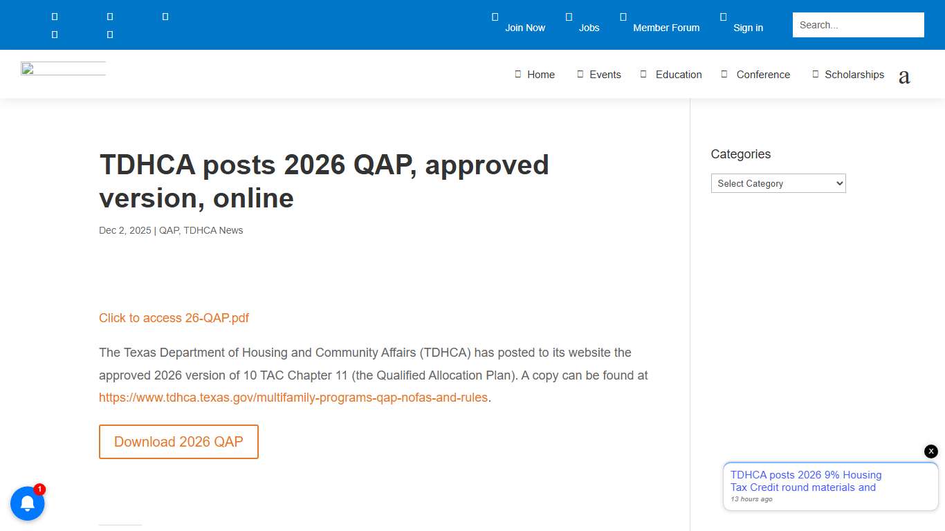 TDHCA posts 2026 QAP, approved version, online - TDHCA News - TAAHP - Texas Affiliation of Affordable Housing Providers %